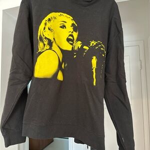 Miley Cyrus & Max Azria Black Hoodie with Yellow Graphic